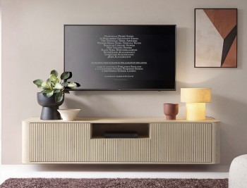 Szafka RTV Orvik 200 cm wisząca z frezowanymi frontami  Dąb Cremona