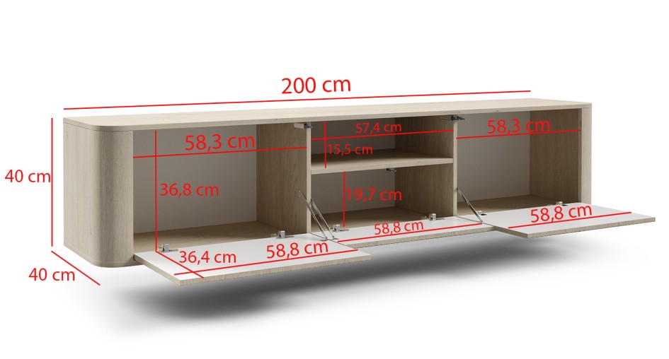 Stolik pod telewizor Orvik 200cm RTV do salonu niskie nóżki Dąb Cremona  #4
