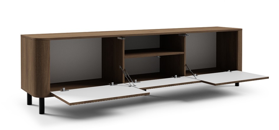 Szafka RTV Orvik 200cm pod telewizor do salonu wysokie nogi Orzech Elegant #3