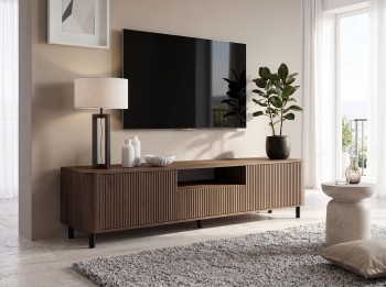 Szafka RTV Orvik 200cm pod telewizor do salonu wysokie nogi Orzech Elegant