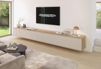 Szafka RTV Zora 350 cm designerska szafka do salonu wisząca Kaszmir Dąb Cremona