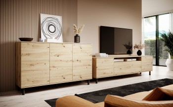 Zestaw Masimo Komoda 3D 150 cm oraz Szafka RTV 150 cm nóżki słupki