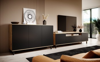 Zestaw szaf Masimo Komoda 3D 150 cm oraz Szafka RTV 150 cm nóżki słupki