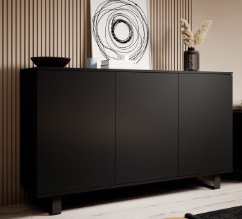Zestaw do salonu Masimo Komoda 3D 150 cm oraz Szafka RTV 150 cm nogi ramka Czarne