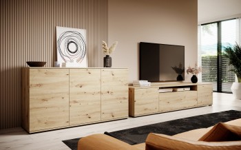 Zestaw Masimo artisan Komoda 3D 150 cm oraz Szafka RTV 180 cm Dąb artisan