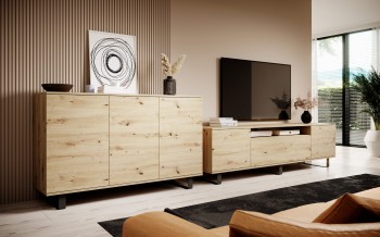 Zestaw szaf Masimo Komoda 3D 150 cm oraz Szafka RTV 180 cm Dąb artisan