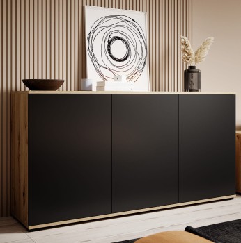 Zestaw mebli Masimo artisan czarny Komoda 3D 150 cm oraz Szafka RTV 180 cm