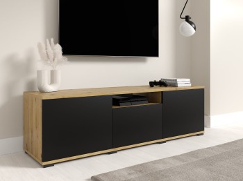 Zestaw do salonu Masimo Komoda 3D 150 cm oraz Szafka RTV 200 cm niskie nóżki Dąb artisan 