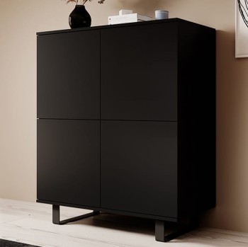 Zestaw mebli Masimo Komoda RTV 150 cm i Komoda 4D 100 cm czarny nóżki ramki 