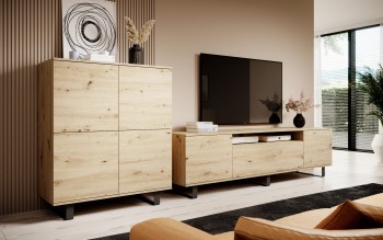 Zestaw mebli do salonu Masimo Komoda RTV pod telewizor 180 cm i Komoda 4D nóżki ramki