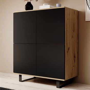 Zestaw szaf Masimo Komoda RTV pod telewizor 180 cm i Komoda 4D 100 cm dąb artisan czarny
