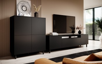 Zestaw mebli do salonu Masimo Komoda 4D 100 cm oraz Szafka RTV 180 cm nóżki słupki