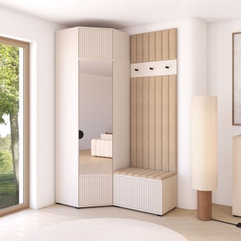 Garderoba Ritmo 14 meble do przedpokoju z szafą narożną i lustrem Trinity 04