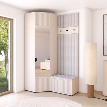 Garderoba Ritmo 14 komplet mebli do przedpokoju z dużą szafą i lustrem Trinity 32