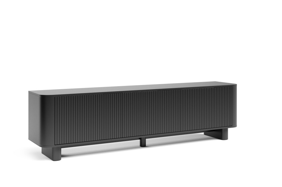 Komoda RTV Misterio 220 cm designerski mebel z obłymi krawędziami Czarna #2