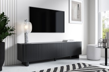 Komoda RTV Misterio 220 cm designerski mebel z obłymi krawędziami Czarna