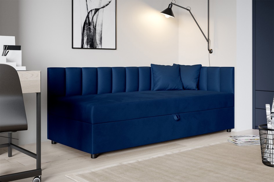 Tapczan Vito 1 jednoosobowy 80x200 cm z oparciem i pojemnikiem na pościel Kronos 09 #1