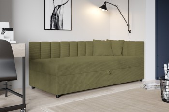 Tapczan Vito 1 nowoczesny 80x200 cm z pojemnikiem i poduszkami Poso 46