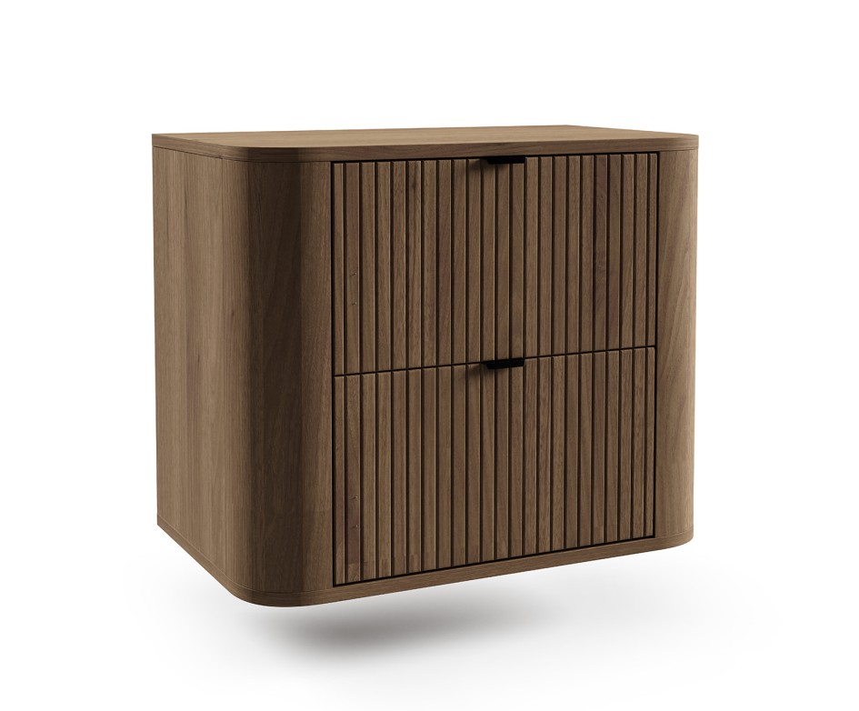 Szafka łazienkowa Londyn 60 cm pod umywalkę wisząca z ryflowanym frontem Orzech Elegant #6