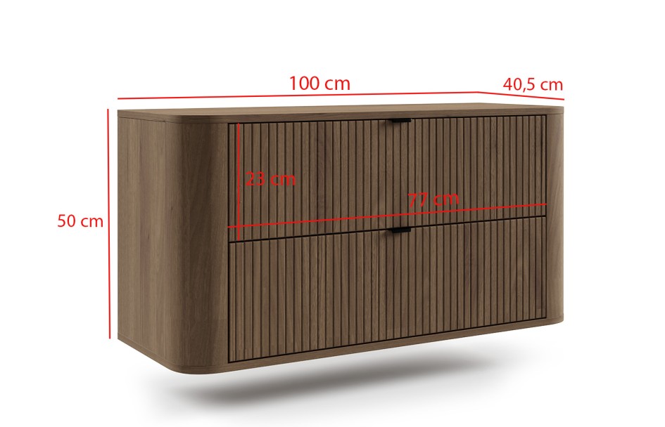 Szafka pod umywalkę Londyn 100 cm z zaokrąglonymi bokami Orzech Elegant  #9