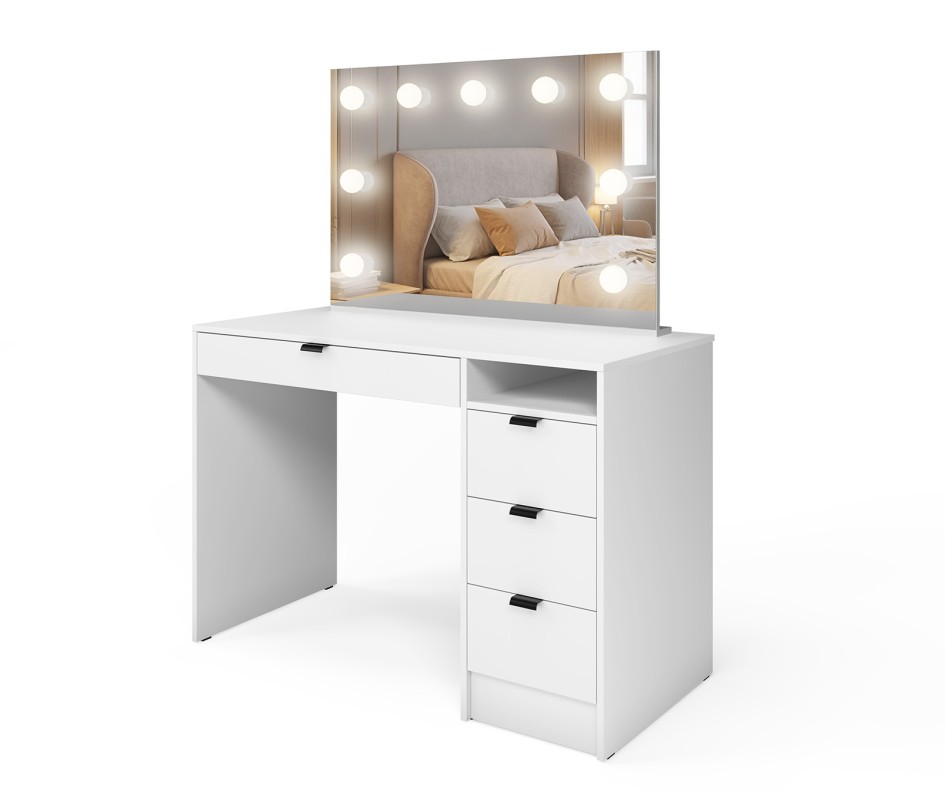 Toaletka Naomi 120 cm z lustrem LED 4 szufladami i półką Kaszmir #3