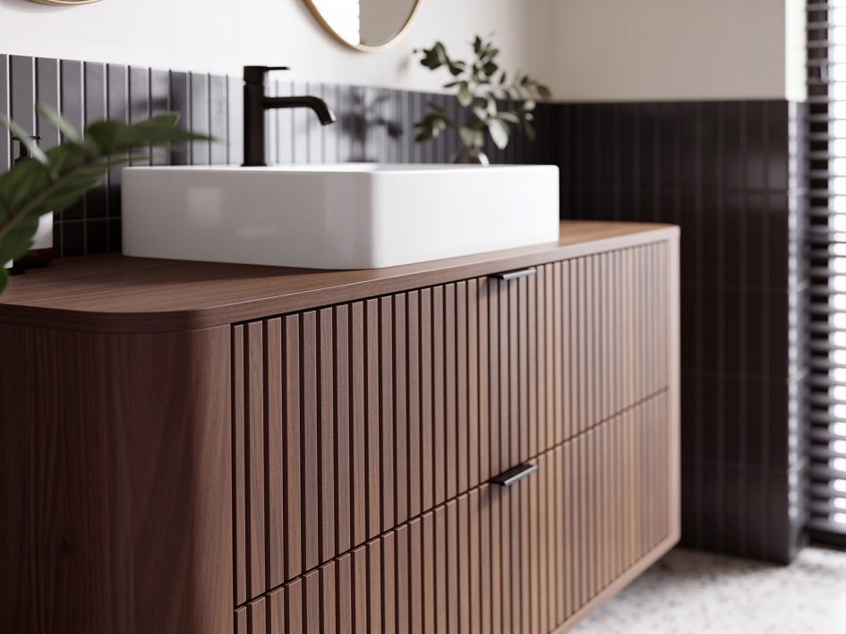 Szafka pod umywalkę Londyn 100 cm z zaokrąglonymi bokami Orzech Elegant  #2