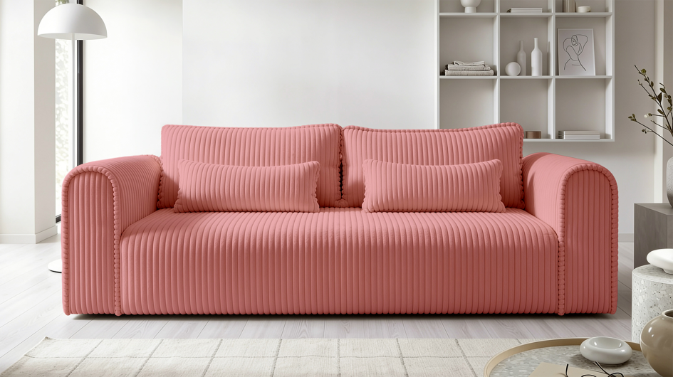 Kanapa Rumba nowoczesna sofa sztruksowa z powierzchnią spania i pojemnikiem Tilia 62 #1