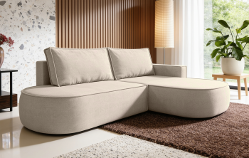 Narożnik Zumi do salonu z zaokrąglonym siedziskiem i funkcją spania Sorella 05